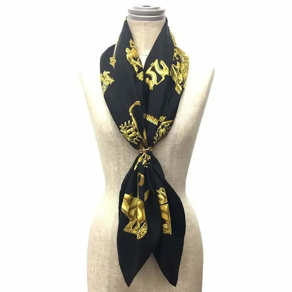 HERMES Authentic Black Silk Scarf - Picture 2 of 3